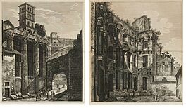 Luigi Rossini - Zwei Kupferstiche mit Ansichten aus Rom Thermen des Diocletian sowie Marstempel, 73024-31, Van Ham Kunstauktionen