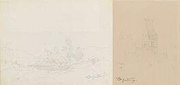 Carl Spitzweg - Zwei Zeichnungen: Landschaft- und Kirchenstudie, 82290-4, Van Ham Kunstauktionen