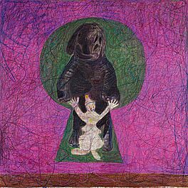 Tal R Tal Rosenzweig - Elephant behind clown through keyhole, 68003-164, Van Ham Kunstauktionen