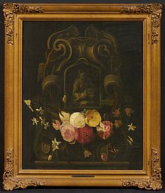Niederlaendische Schule - Maria mit dem Christuskind in einer Kartusche vor Blumen, 73145-2, Van Ham Kunstauktionen