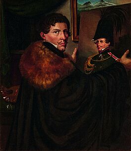Carl Wilhelm Freiherr von Heideck - Selbstbildnis des Malers vor seinem Portraet als bayerischer Offizier, 79205-1, Van Ham Kunstauktionen