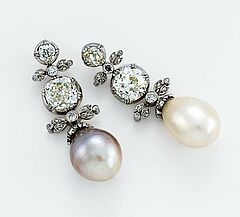 Viktorianische Orientperl-Diamant-Ohrgehaenge, 43300-1, Van Ham Kunstauktionen