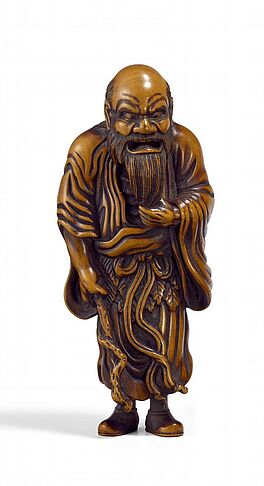 Netsuke Sennin mit Stock, 65350-27, Van Ham Kunstauktionen