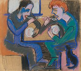 Ernst Ludwig Kirchner - Zwei Essende und Katze Mann und Frau essend, 82086-4, Van Ham Kunstauktionen