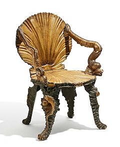 Italien - Seltener Historismus Grottenstuhl, 60326-1, Van Ham Kunstauktionen