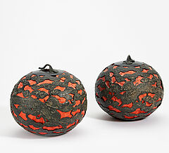 Paar kugelige Lampions mit Drachen in Wolken, 64371-1, Van Ham Kunstauktionen
