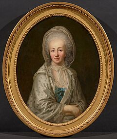 Anton Graff - Bildnis der Marie Madeleine Platzmann Berlin 1752-1790 im gepunkteten weissen Seidenkleid, 81526-1, Van Ham Kunstauktionen