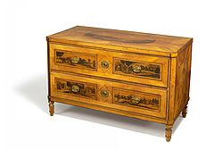 Deutschland - Kommode mit Landschaften und idealen Rheinansichten in Schwarzlotmalerei, 80222-5, Van Ham Kunstauktionen