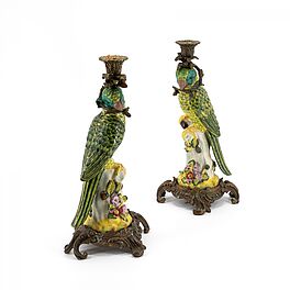 Frankreich - Paar ausgefallene Leuchter mit Papageien, 77661-3, Van Ham Kunstauktionen