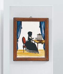 Josef Anton Hess - Hinterglasgemaelde mit Dame beim Fuettern eines Singvogels als Schattenriss, 80922-11, Van Ham Kunstauktionen