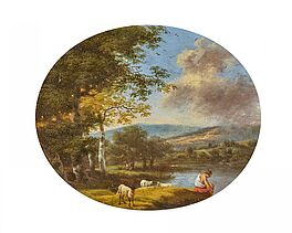 Willem de Heusch - Hirte mit seinen Schafen am Fluss, 76298-17, Van Ham Kunstauktionen