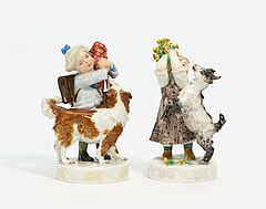 Meissen - Knabe mit Hund und Maedchen mit Ziege, 75074-37, Van Ham Kunstauktionen