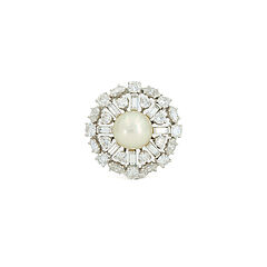 Perl-Diamant-Brosche, 81602-12, Van Ham Kunstauktionen