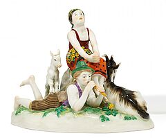 Meissen - Hirtenpaar mit Ziegen, 57420-1, Van Ham Kunstauktionen