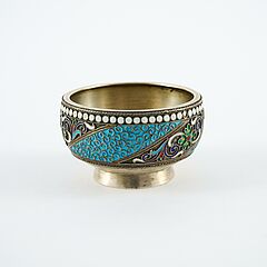 Moskau - Kleines Salzgefaess mit farbigem Emaildekor, 80693-16, Van Ham Kunstauktionen