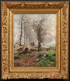 Hugo Muehlig - Pferdefuhrwerk auf der Grafenberger Allee, 73120-7, Van Ham Kunstauktionen