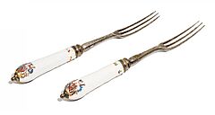 Meissen - Zwei Besteckgriffe mit Gabelmontierung aus dem Schwanenservice, 56986-7, Van Ham Kunstauktionen
