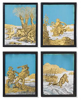 Augsburg - Folge von vier Eglomise-Hinterglasgemaelden mit mythologischen Szenen, 65457-1, Van Ham Kunstauktionen