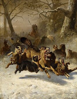 Bernard te Gempt - Grosse Wolfsjagd im Winter, 58453-1, Van Ham Kunstauktionen