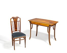 Jugendstil Tisch & Stuhl mit Intarsien, 80494-1, Van Ham Kunstauktionen