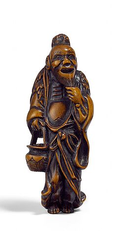 Netsuke Sennin mit Korb, 65350-30, Van Ham Kunstauktionen
