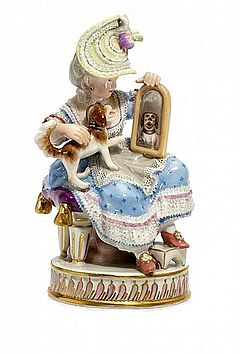 Meissen - Dame mit Huendchen und Spiegel, 56528-13, Van Ham Kunstauktionen