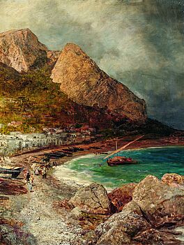 Oswald Achenbach - Fischerboote am Strand von Capri, 77901-1, Van Ham Kunstauktionen