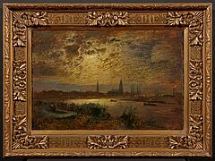 Louis Douzette - Naechtlicher Blick ueber die Trave auf Luebeck, 79042-1, Van Ham Kunstauktionen