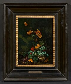 Elias van den Broeck - Waldbodenstillleben mit Schmetterlingen und Frosch, 73145-1, Van Ham Kunstauktionen