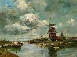 Hollaendischer Meister - Flusslandschaft mit Windmuehle, 58439-41, Van Ham Kunstauktionen