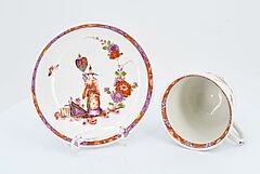 Meissen - Tasse und Untertasse mit Faecherchinesen, 73258-5, Van Ham Kunstauktionen
