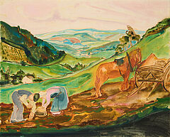 Max Kaus - Sauerland Herbstlandschaft mit Kartoffelbauern, 80374-239, Van Ham Kunstauktionen
