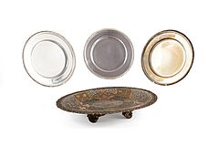 Drei Platzteller, große ovale Obstschale, 79883-75, Van Ham Kunstauktionen