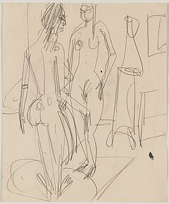 Ernst Ludwig Kirchner - Zwei stehende nackte Maedchen vor Ofen, 81220-2, Van Ham Kunstauktionen