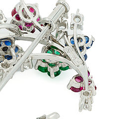 Farbstein-Diamant-Brosche, 81581-5, Van Ham Kunstauktionen