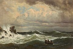 Deutsche Schule - Brandung vor Felsenkueste, 76949-2, Van Ham Kunstauktionen