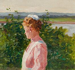 Friedrich Kallmorgen - Damenportraet im Garten oberhalb der Elbe, 69447-19, Van Ham Kunstauktionen