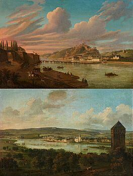 Johannes Jakob Diezler - Zwei Gemälde: a.) Der Rhein bei Koblenz mit Blick auf den Ehrenbreitstein, 80813-1, Van Ham Kunstauktionen