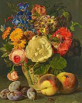Ferdinand Kuess - Stillleben mit einem Strauss Blumen und Obst, 59405-2, Van Ham Kunstauktionen