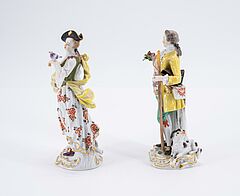 Meissen - Pendants Schaefer mit Hund und Schaeferin mit Vogelbauer, 76288-7, Van Ham Kunstauktionen