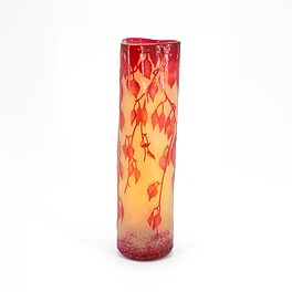 Daum Freres - Zylinderfoermige Vase mit Birkenblaettern, 79167-5, Van Ham Kunstauktionen