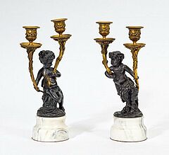 Zwei Girandolen Style Louis XV mit Bacchantin und Faun, 55218-9, Van Ham Kunstauktionen