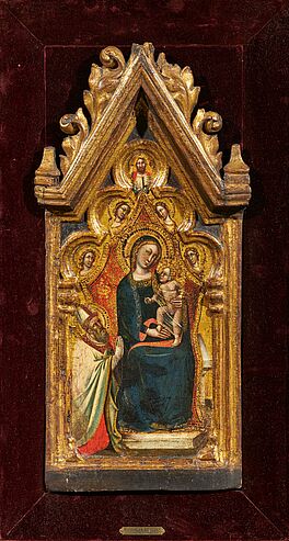 Simone di Filippo detto Dei Crocifissi - Thronende Madonna mit Kind segnendem Erloeser Engeln und einem heiligen Bischof, 73047-1, Van Ham Kunstauktionen