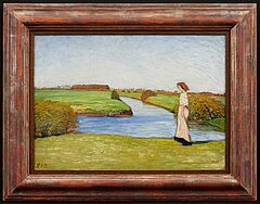 Otto Modersohn - Louise Modersohn-Breling in den Wuemmewiesen, 81512-1, Van Ham Kunstauktionen