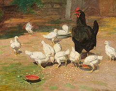 Vilhelm Theodor Fischer - Henne mit Küken, 80888-9, Van Ham Kunstauktionen