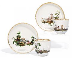 Meissen - Paar Kaffeetassen und Unterschalen mit Landschaften, 60551-11, Van Ham Kunstauktionen