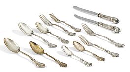 Sy Wagner - Grosses Speisebesteck mit ligiertem Monogramm unter Fuerstenhut, 80854-9, Van Ham Kunstauktionen