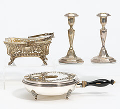 Deutschland - Rechaud Leuchterpaar amp kleine Anbietschale, 75041-5, Van Ham Kunstauktionen