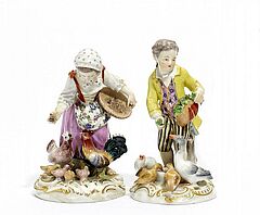 Meissen - Huehner fuetterndes Maedchen und Gaense fuetternder Junge, 56049-18, Van Ham Kunstauktionen