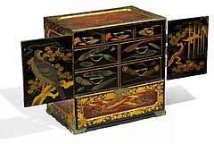 Lackkabinett mit Landschaften innen mit Falke, 66708-6, Van Ham Kunstauktionen